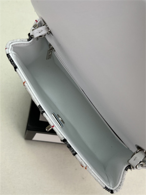 Cha.nel Mini Classic Flap Bag Tweed Silver Tone Metal A01116