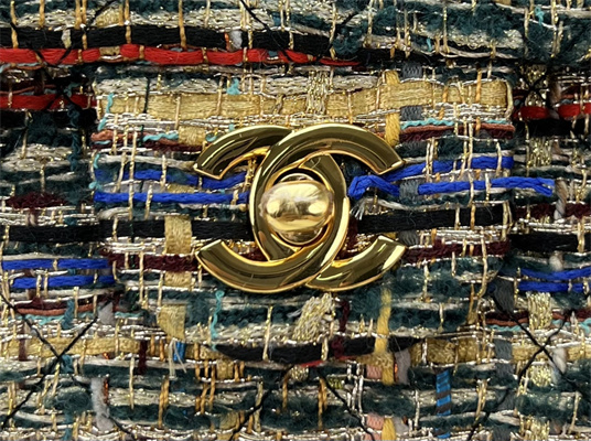 Cha.nel Mini Classic Flap Bag Tweed Gold Tone Metal Colorful A01116