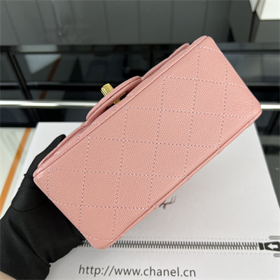 cha.nel S*per mini classic flap bag grained calfskin gold tone metal pink 01115