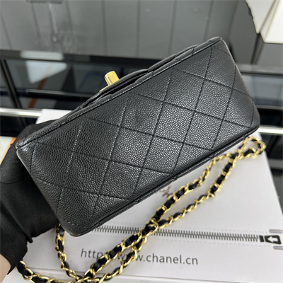 cha.nel S*per mini classic flap bag grained calfskin gold tone metal black 01115