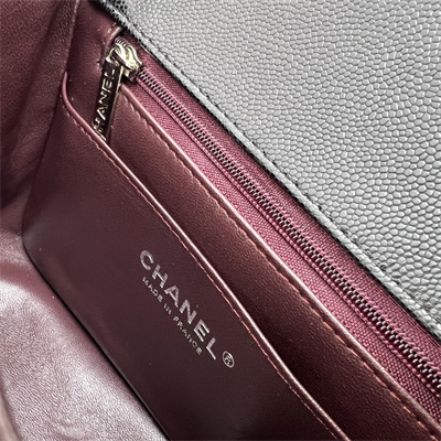 cha.nel S*per mini classic flap bag grained calfskin silver tone metal black 01115