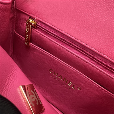 cha.nel S*per mini classic flap bag grained calfskin gold tone metal fuchsia 01115