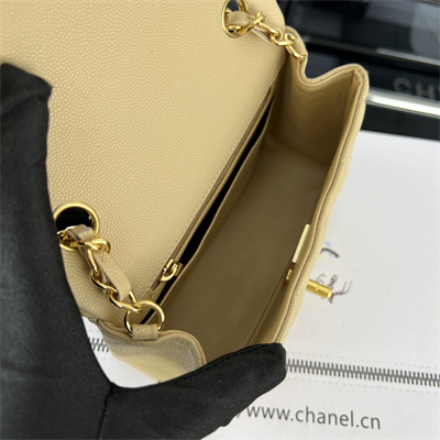 cha.nel S*per mini classic flap bag grained calfskin gold tone metal beige 01115