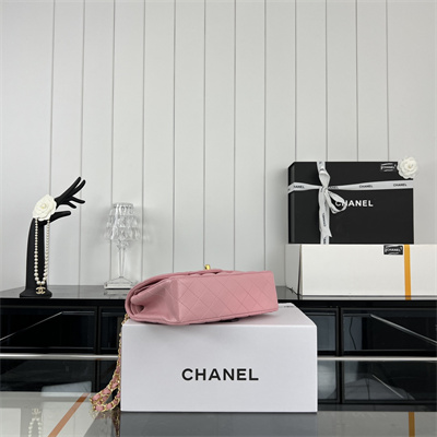 Cha.nel Small Classic Flap Bag Lambskin Gold Tone Metal Pink 01117