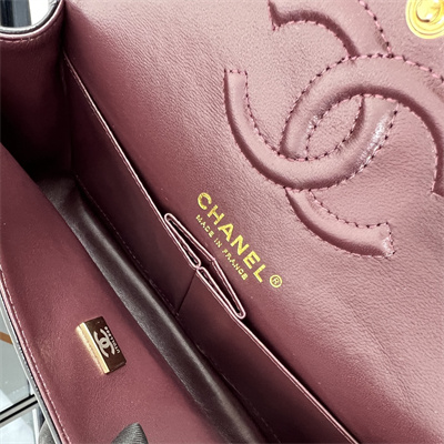 Cha.nel Small Classic Flap Bag Lambskin Gold Tone Metal Black 01117