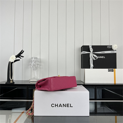 Cha.nel Small Classic Flap Bag Lambskin Gold Tone Metal Fuchsia 01117