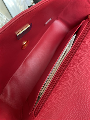 Cha.nel Mini Classic Flap Bag Grained Calfskin Gold Tone Metal Red 01116