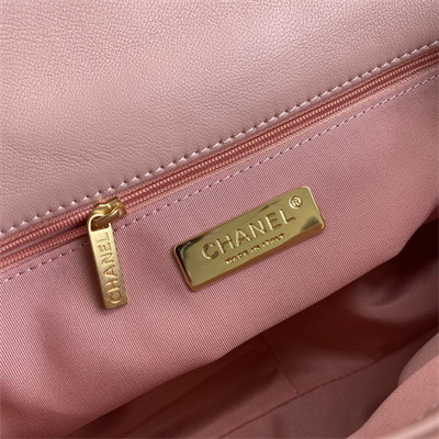 Cha.nel 19 Handbag Lambskin Gold Double C Metal Pink AS1160
