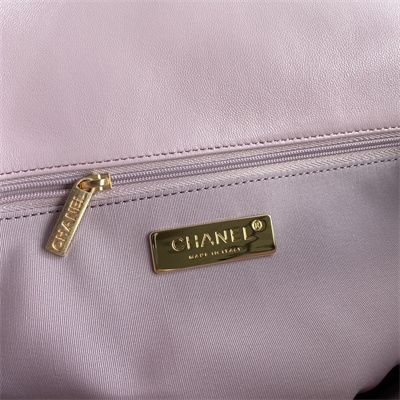 Cha.nel 19 Handbag Lambskin Gold Double C Metal Lt Pink AS1160