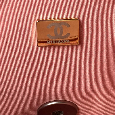 Cha.nel 19 Large Handbag Lambskin Silver Double C Metal Pink AS1161