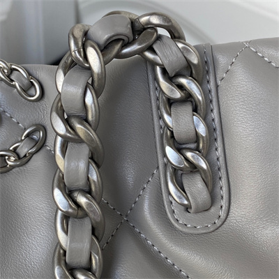 Cha.nel 19 Tote Bag Lambskin Grey AS3519