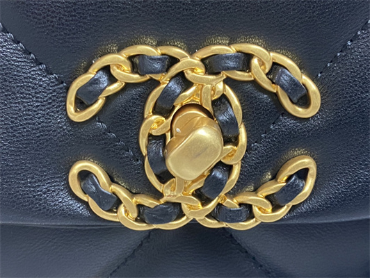 Ch*el 19 handbag hobo bag lambskin black as4638