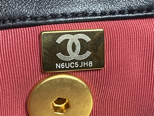 Ch*el 19 handbag hobo bag lambskin black as4638