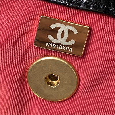 Cha.nel 19 Backpack Bag Lambskin Black AS4223