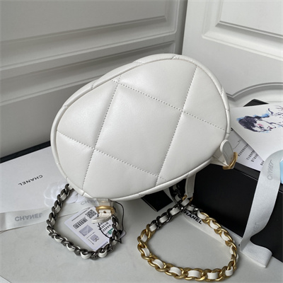 Cha.nel 19 Backpack Bag Lambskin White AS4223