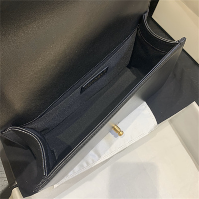 Cha.nel Medium Leboy Bag Lambskin Aged Gold Tone Metal Black A67086