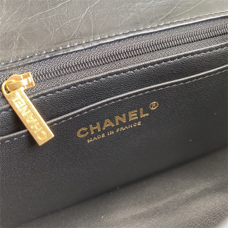 Cha.nel 2.55 Mini Handbag Aged Calfskin Gold Tone Metal Black AS0874