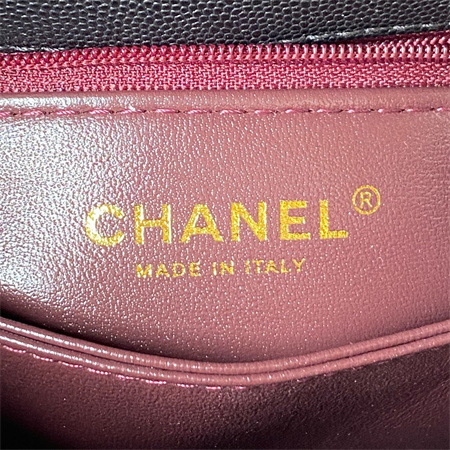 Cha.nel Mini Coco Handle Bag Grained Calfskin Aged Gold Metal Black AS2215