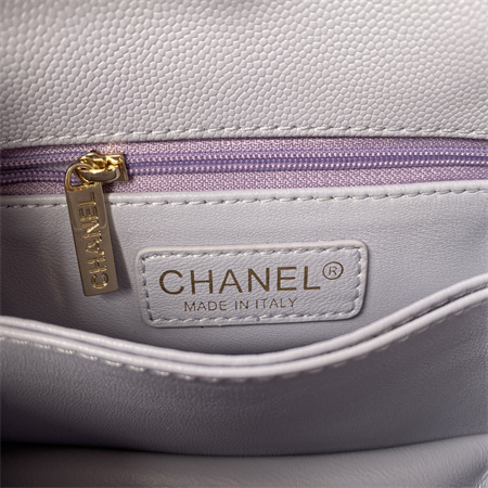 Cha.nel Mini Coco Handle Bag Grained Calfskin Lt Gold Metal Lilac AS2215