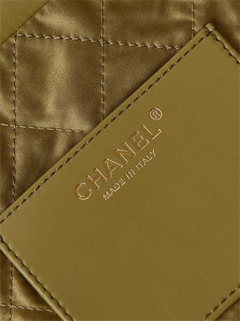 Cha.nel 22 Mini Handbag Shiny Calfskin Gold Tone Metal Mustard AS3980