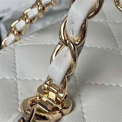 Cha.nel Vanity Case With Top Handle Lambskin Gold Tone Metal White AP2199