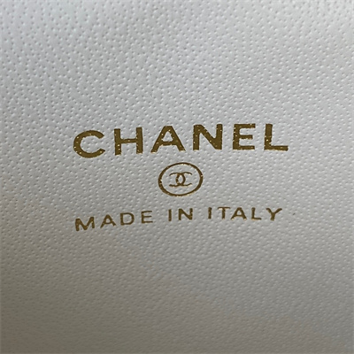 Cha.nel Vanity Case Lambskin Gold Tone Metal White AP2931