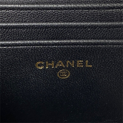 Cha.nel Vanity Case With Top Handle Lambskin Gold Tone Metal Silver AP3243