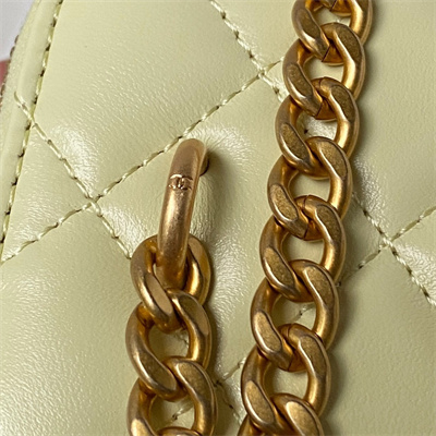 Cha.nel Vanity Case Lambskin Gold Tone Metal Yellow AP3301