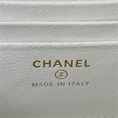 Cha.nel Vanity Case With Top Handle Lambskin Gold Tone Metal White AP3315