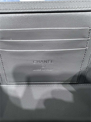 Cha.nel Clutch With Chain Vanity Shiny Crumpled Calfskin, Strass & Ruthenium-Finish Metal Grey AP3593