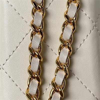 Cha.nel Vanity Case Lambskin Gold Tone Metal White AP3459