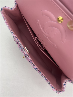 Cha.nel Medium Classic Flap Bag Tweed Gold Tone Metal Colorful A01112