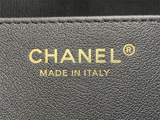 Cha.nel Hobo Handbag Tote Bag Calfskin Gold Tone Metal Black AS4210