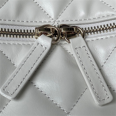 Cha.nel Maxi Hobo Bag Calfskin Gold Tone Metal White AS4339