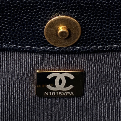 Cha.nel Small Hobo Bag Grained Calfskin Gold Tone Metal Black AS4597