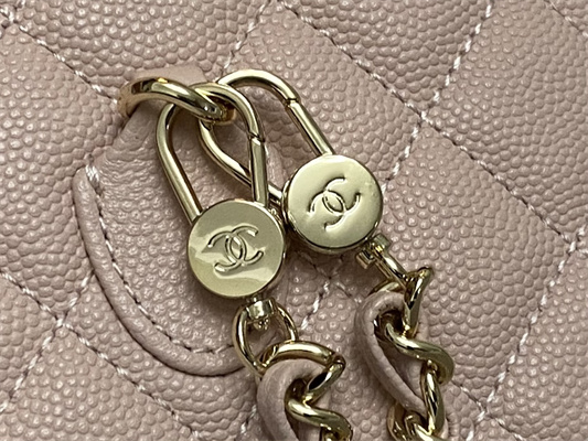 Cha.nel Classic Mini Backpack Grained Calfskin Gold Tone Metal Pink AP3573