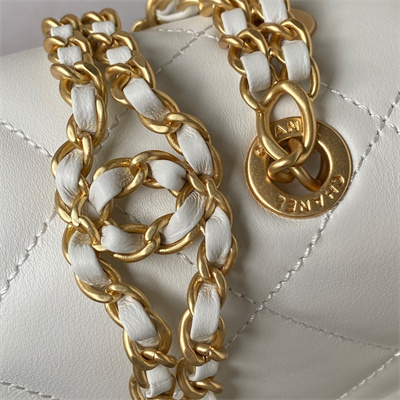 Cha.nel Backpack Lambskin Gold Tone Metal White AS3884