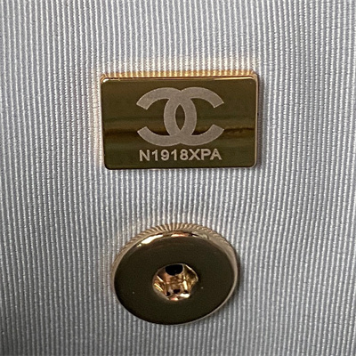 Cha.nel Backpack Grained Calfskin Gold Tone Metal Blue AS4058