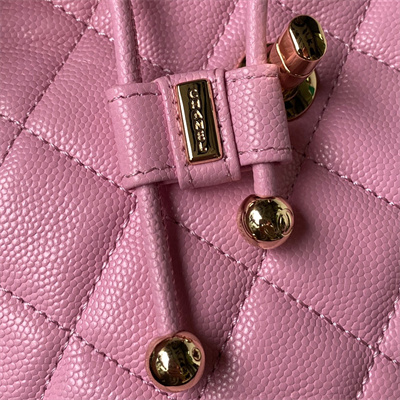 Cha.nel Backpack Grained Calfskin Gold Tone Metal Pink AS4058