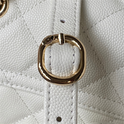 Cha.nel Backpack Grained Calfskin Gold Tone Metal White AS4059