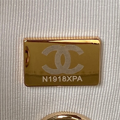 Cha.nel Backpack Grained Calfskin Gold Tone Metal White AS4059