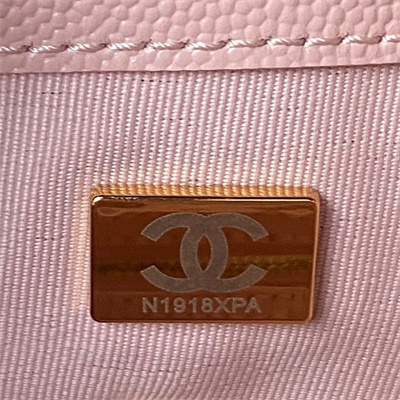 Cha.nel Backpack Grained Calfskin Gold Tone Metal Lt Pink AS4059