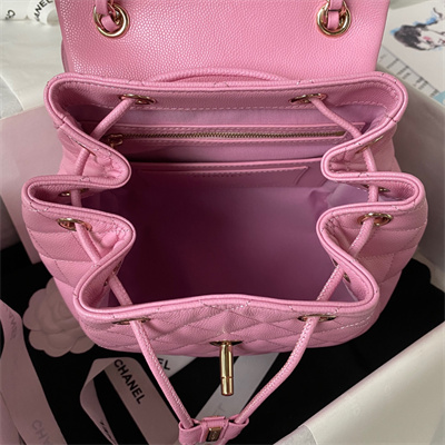 Cha.nel Backpack Grained Calfskin Gold Tone Metal Pink AS4059