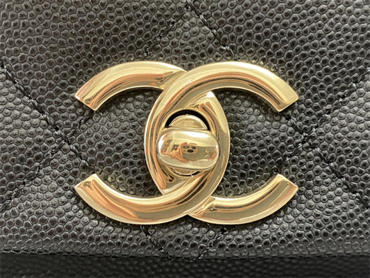 Cha.nel Backpack Grained Calfskin Gold Tone Metal Black AS4398