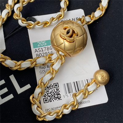 cha.nel S*per mini flap bag lambskin with ball gold tone metal white as1786