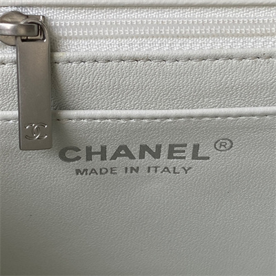 cha.nel S*per mini flap bag lambskin with ball silver tone metal white as1786