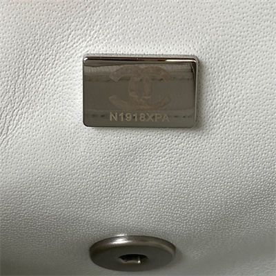 cha.nel S*per mini flap bag lambskin with ball silver tone metal white as1786