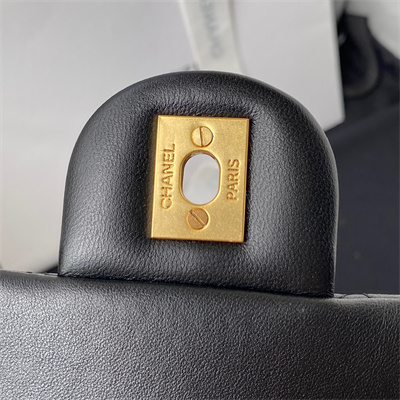 cha.nel S*per mini flap bag lambskin with ball gold tone metal black as1786