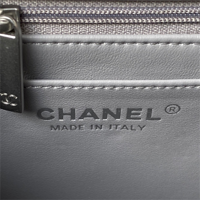 cha.nel S*per mini flap bag lambskin with ball silver tone metal grey as1786