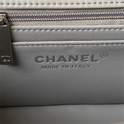 Cha.nel Mini Flap Bag Lambskin With Ball Silver Tone Metal Lt Grey AS1787